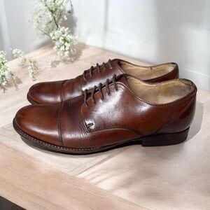 FRYE Vintage Women's Menswear Brown Leather Derby Shoes Retro Oxfords Size 9